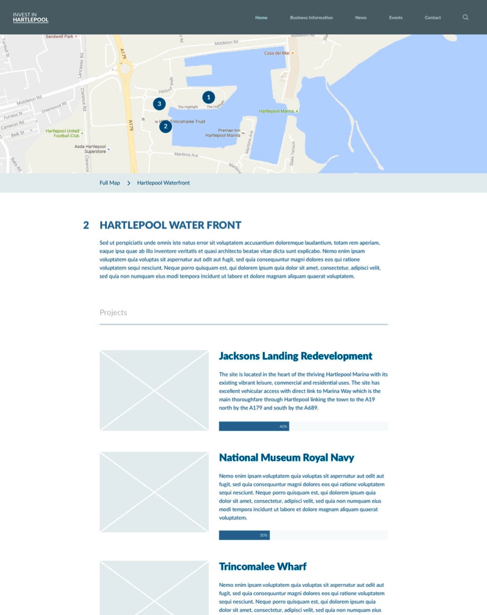 Hartlepool Council Regeneration Portal wireframe